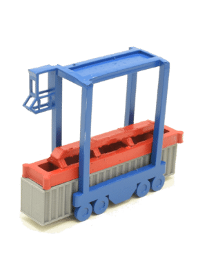 Van Carrier blau/rot mit Container