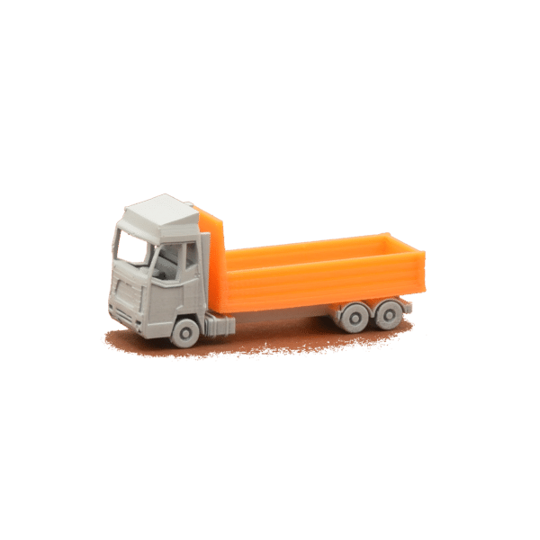 LKW Motorwagen mit Abrollcontainer flach/orange