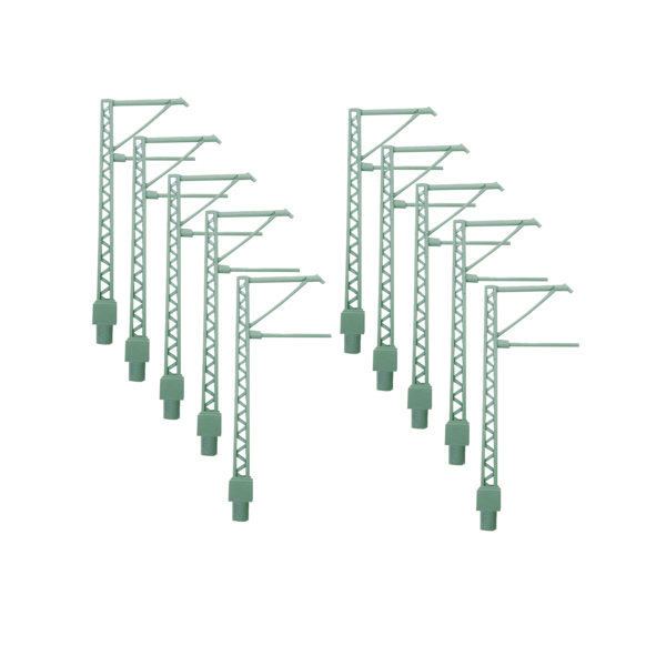 Spur N Oberleitung Einzelmast grün 10er Pack
