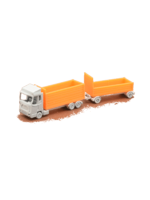 LKW Gliederzug mit Abrollcontainern orange