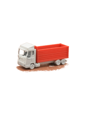 LKW Motorwagen mit Abrollcontainer hoch/rot