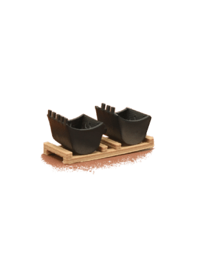 Baggerschaufel schwarz auf Holzbock