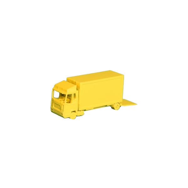LKW Motorwagen mit Hebebühne unten gelb