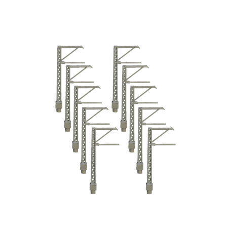 Spur N Oberleitung mittelgrau eingleisig 10er Pack