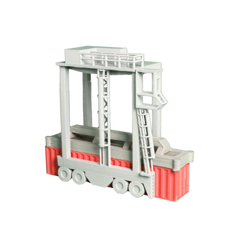 Spur TT Straddle Carrier mit Container