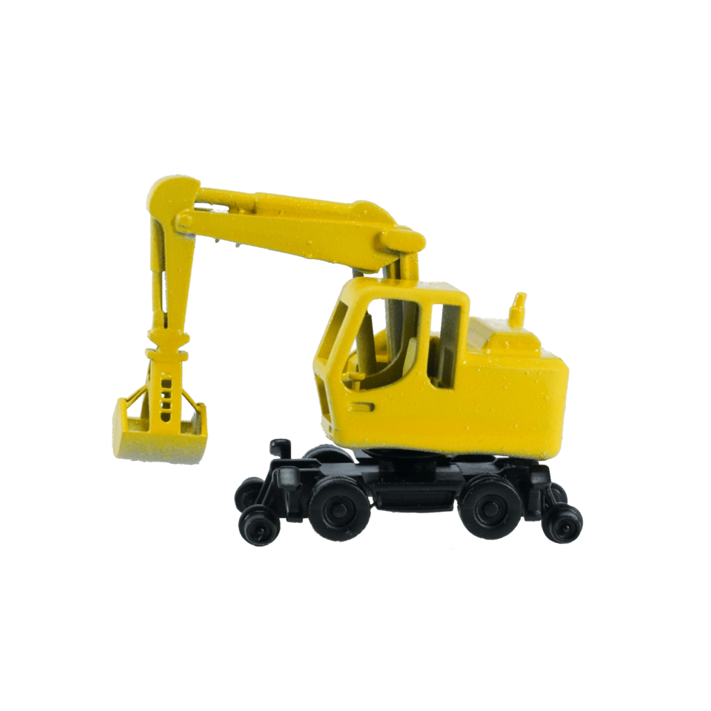 Spur TT Zweiwegebagger gelb mit Korb