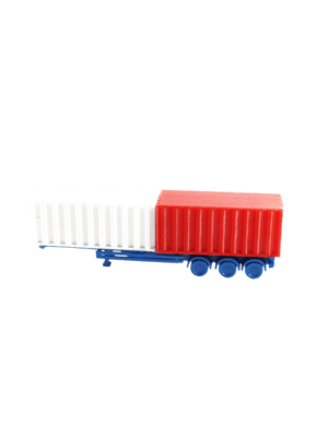 Spur TT Container Sattel Auflieger blau mit Container