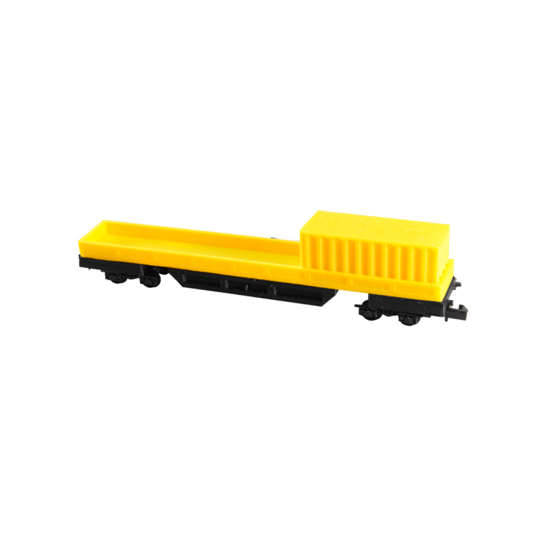 Spur N Flachwaggon mit Container gelb