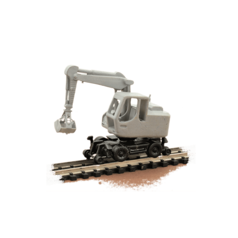 Spur N Zweiwegebagger grau mit Korb