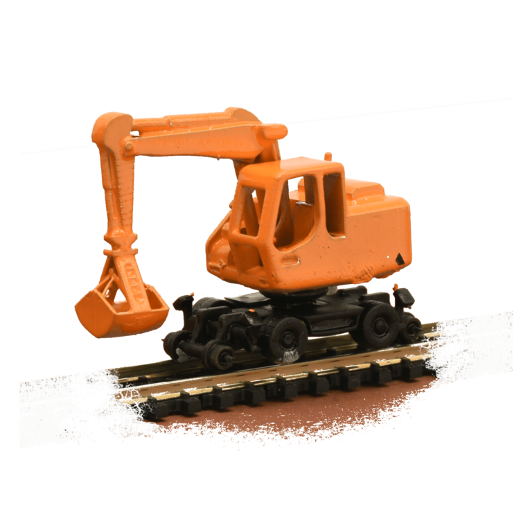 Spur N Zweiwegebagger orange mit Korb