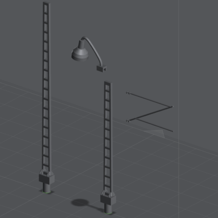 Spur N Flachrahmen Mast technische Zeichnung 3D