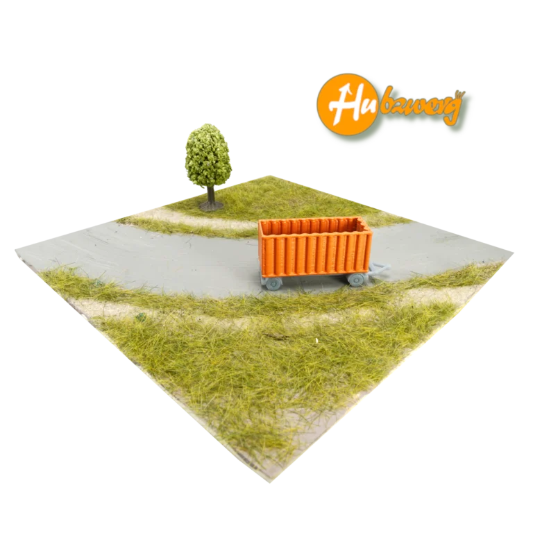 Spur N Anhänger mit 1x Schrottcontainer 20ft orange