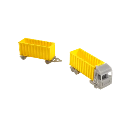 Spur N LKW mit 2x Schrottcontainern gelb