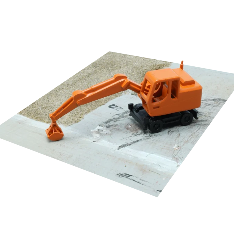 Spur TT Radbagger ausgestreckt orange mit Korb